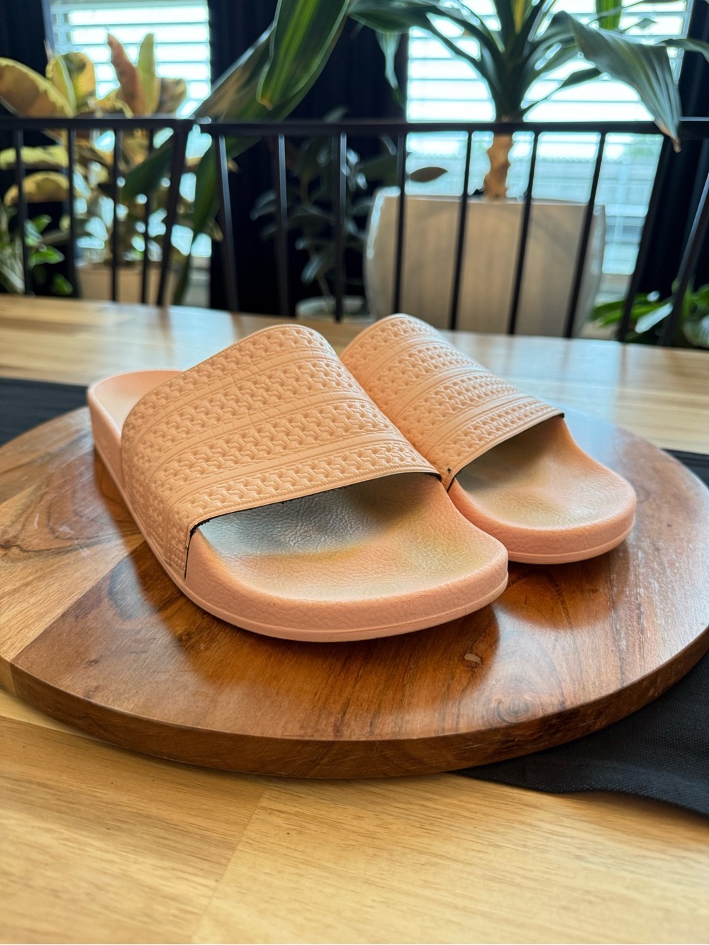 adidas Pink Adilette Sport Sandal Slides with Textured Strap